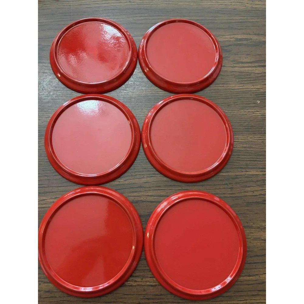 Vintage 1960s-70s Christmas Coasters Red Gold Horse Carriage Elegant